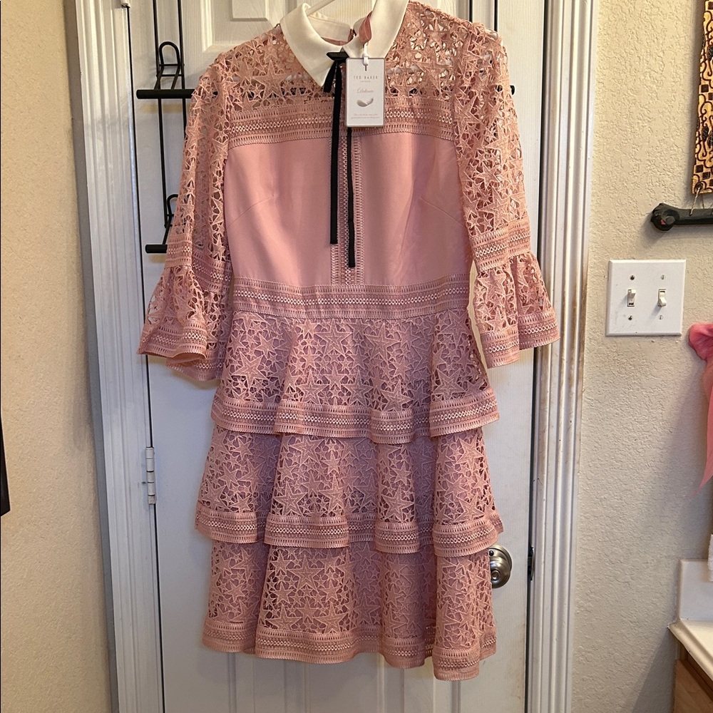 New Ted Baker London Pink Lace Dress size 2